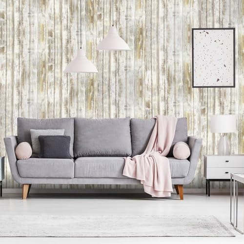 Wood Contact Paper Peel and Stick Wood Wallpaper Vinyl Decorative Plank Film Vintage Wall Covering for Room Decor Furniture Wooden Grain Paper (Grey 35.4" x 120") - color: Gray Wood, size: 35.4" x 120"