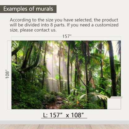 AFZEVEB-Tropical Forest Peel and Stick Wallpaper Landscape Trees Mural - color: X810, size: 157" x 108"