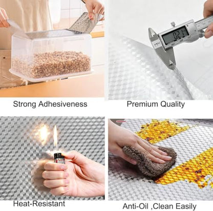 Kitchen Backsplash Wallpaper Oil Proof Sticker Aluminum Foil Contact Paper | Silver Self-Adhesive Shelf Liner Cabinet Liner Waterproof and Heat Resistant Peel and Stick Wallpaper (15.7X394 Inches) - size: 15.7" x 394"