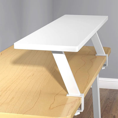 24x7.8 in Clamp on Desk Shelf, Adjustable Floating Desks Shelf Space Saving Desktop Extender Storage Organizer for Office, Dorm, Home Desk Organization, White - size: 24x8in