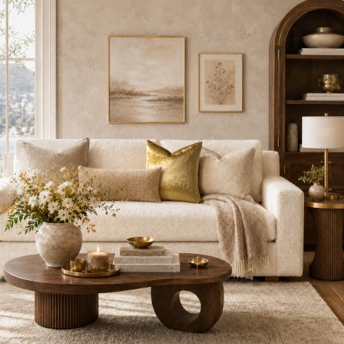 GIGIZAZA Gold Velvet Pillow Covers 18x18 Decorative Pillows Pack of 2 | Throw Pillows for Couch Sofa,300gsm Soft Textured Fabric,Modern Square Accent Pillowcases,Luxury Cushion Covers - color: Gold, size: 18" x 18" (Pack of 2)