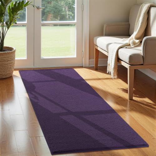 Vasofe 2x4 Runner Rug, Non Slip Bedroom Runner Rug, Memory Foam Hallway Rug | Memory Foam Low-Pile Carpet Runner Rug for Entryway, Living Room, Kitchen, Laundry Room, Throw Carpet for Dorm Room, Purple - color: Purple, size: 2' x 4' (Rectangular)