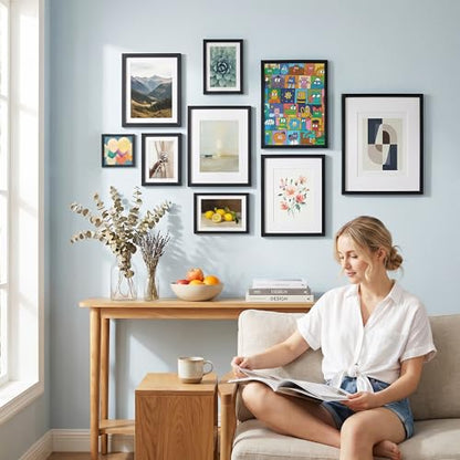 4x4 Picture Frame, Wall Mount or Tabletop Photo Frames with Engineered Wood, Black 4 Pack - color: Black, size: 4x4-4PK
