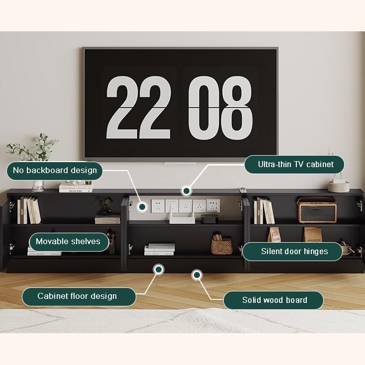Black TV Stand Narrow Wooden TV Cabinet Storage Console Table with Adjustable Shelf Free-Standing Media Console for Living Room Practical(120 cm) - size: 120 cm