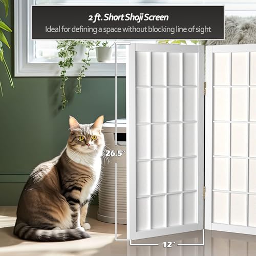 2 ft. Short Desktop Window Pane Shoji Screen - White - 6 Panels - color: White, size: 6 Panel