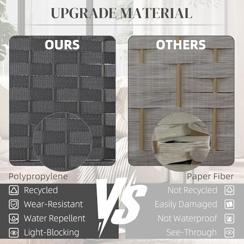 HOMCOM Room Divider 6 Panel Folding Privacy Screen 5.6' Tall Charcoal Gray | Freestanding Partition, Home Office, Bedroom - color: Charcoal Gray, size: 6 Panel