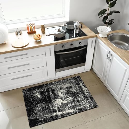 Keen Home Design Throw Rugs - 24"x36" Non-Shedding, Thick Pile Abstract Rugs for Kitchen, Living Room, Bedroom, Dining Room, Entryway - Size: 2' x 3', Abstract Black - color: Abstract Black, size: 2' x 3' (Rectangular)