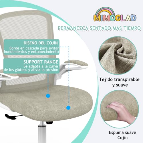 Mimoglad Home Office Chair, High Back Desk Chair, Ergonomic Mesh Computer Chair with Adjustable Lumbar Support and Thickened Seat Cushion (Modern, Beige) - color: Beige