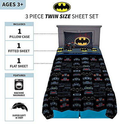 Franco Kids Bedding Super Soft Sheet Set, Twin, Batman - color: Batman, size: Twin