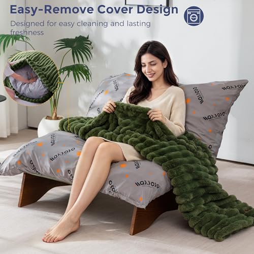 MAXYOYO Adjustable Living Room Chair, 3-Position Bean Bag Chair with Frame | Upholstered Accent Chair with Frame, Removable Cushion, Soft Reclining Lounge for Bedroom, Apartment, Office, Green - color: Striped Green