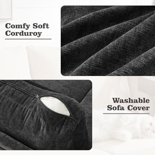 Apicizon 63" Cloud Sofa Loveseat Sofas, Comfy Loveseat Couch for Bedroom Living Room, Couch Sofa with Removable Cushions, Dark Grey Chenille - color: Dark Grey Chenille, size: Loveseat