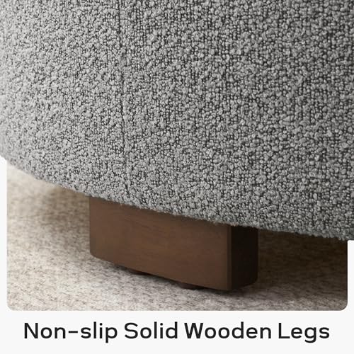 Zihanhome 30 Inch Round Storage Ottoman, Ottoman Coffee Table with Lift Off Lid, Boucle Modern Ottomans with Storage for Living Room, Bedroom, Apartments (Light Grey) - color: Light Grey