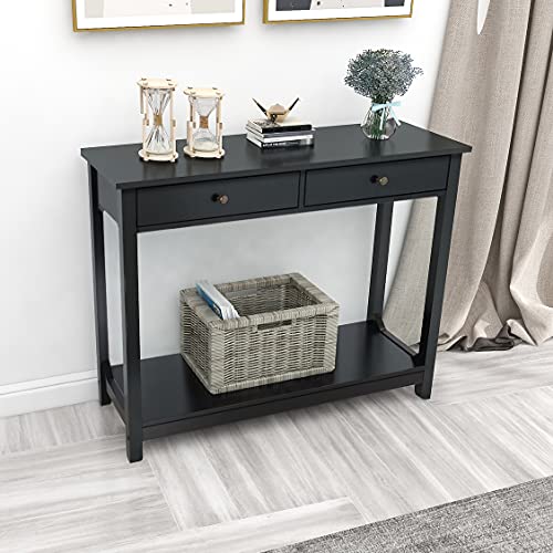 TaoHFE Black Console Table, 39.4"x11.8"x31.5"(L*W*H) - color: Black
