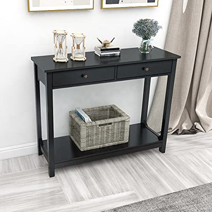 TaoHFE Black Console Table, 39.4"x11.8"x31.5"(L*W*H) - color: Black