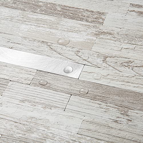 DICOFUN 10-Sheet Peel and Stick Backsplash Tile, Brown Birch PVC Mixed Metal Stick on Backsplash Tiles for Kitchen, 9.4 sq.ft - color: Brown Birch and Metal Silver, size: 10 Sheets, 12’’x12’’x0.12’’
