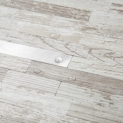 DICOFUN 10-Sheet Peel and Stick Backsplash Tile, Brown Birch PVC Mixed Metal Stick on Backsplash Tiles for Kitchen, 9.4 sq.ft - color: Brown Birch and Metal Silver, size: 10 Sheets, 12’’x12’’x0.12’’