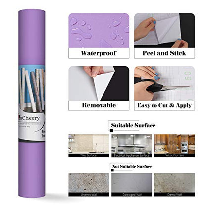 LaCheery Purple Wallpaper Lavender Wallpaper Stick and Peel Lilac Purple Contact Paper for Cabinets and Drawers Self Adhesive Textured Removable Bedroom Wall Paper Peel and Stick Modern Roll 15.8"x80" - color: Lilac Purple, size: 15.8" x 80"