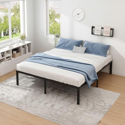 NEW JETO Metal Bed Frame,Queen Size Bed Frame with Storage Space,12 Inch | Heavy Duty Sturdy Mattress Foundation, Easy Assembly,No Box Spring Needed, Black - size: Queen, style: 12 Inch
