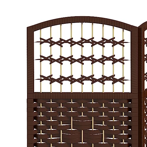 HOMCOM 3 Panel Room Divider, Folding Privacy Screen, 5.6', Brown | Room Separator, Wave Fiber Freestanding Partition Wall Divider - color: Brown, size: 3 Panel