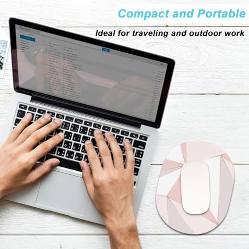 Rimilak Small Mouse Pad 6 x 8 Inch, Takes up Wrist and Mouse Space, Waterproof Compact Mini Mouse Mat for Laptop Computer Wireless Mouse Keyboard Home Office Travel,Pink Triangle Marble - color: Pink Triangle Marble, size: 8L x 6W inches
