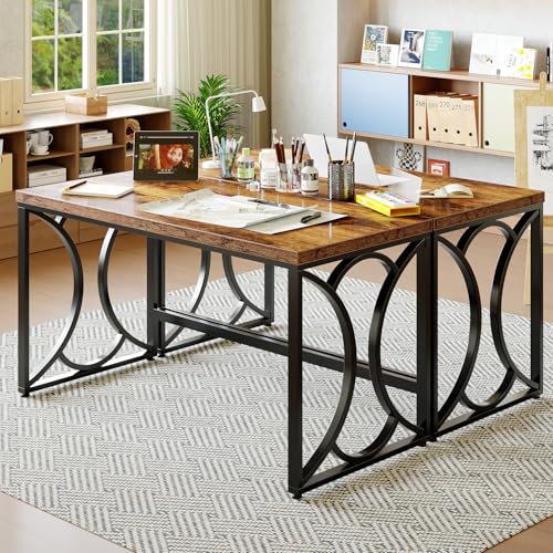 HSH Rustic Computer Desk,55 Inch Metal Wooden Home Office Writing Desk | Industrial Executive Desk for Work , Modern Student Gaming Computer PC Table,Work from Home,Sturdy Metal Frame,Easy Assembly - color: Rustic Brown