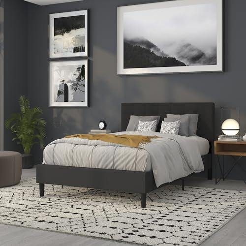 Quilted Tufted Upholstered Full Size Headboard in Black Fabric - color: Black, size: Full
