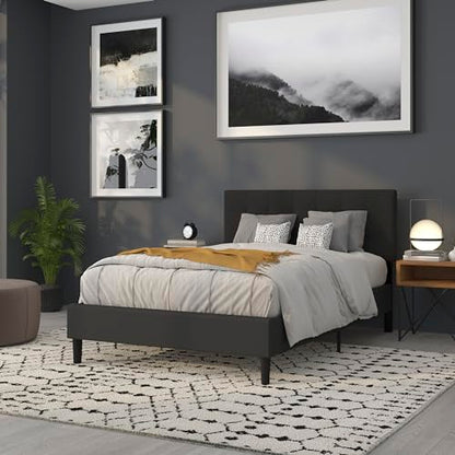 Quilted Tufted Upholstered Full Size Headboard in Black Fabric - color: Black, size: Full