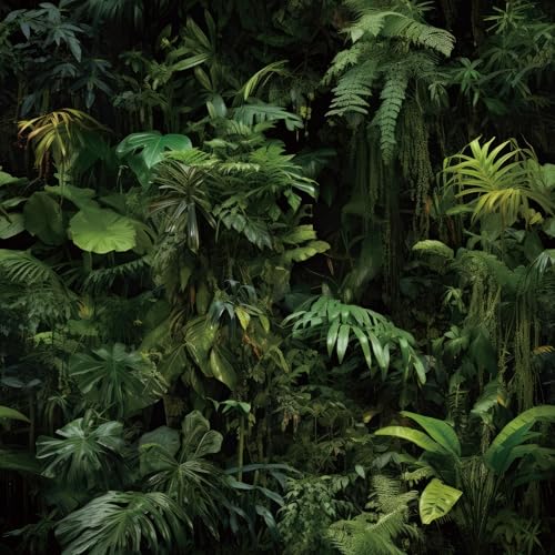 FunStick Dark Green Tropical Wallpaper Peel and Stick Jungle Leaf Wallpaper for Bedroom Bathroom Kids Room Removable Black Green Tropical Contact Paper for Wall Murals Cabinets Waterproof 17.5"x118" - size: 17.5" x 118"