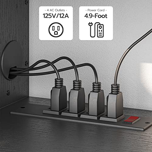 HOOBRO 55" Floating TV Stand with Power Outlet, Modern Wall Mounted Media Console Shelf Cabinet for Under TV Storage, Entertainment Center, Living Room, Bedroom, Rustic Brown and Black BF11DS01 - color: Rustic Brown + Black