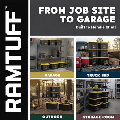 Heavy Duty Stackable Storage Container with Lid, 27 Gallon, 6-Pack | Weather-Resistant Organization Tote with Snap-Tight Lid, for Garage, Basement, Attic, Shed, Closet & Moving - size: 6 Pcs
