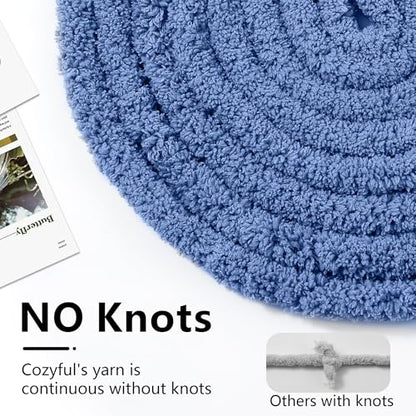 Cozyful Chunky Yarn for Hand Knitting - #10 Chunky Chenille Yarn, Jumbo Big Thick Chunky Yarns for Crocheting, Super Bulky Chunky Knit Blanket Yarns, 8 Skein (22 yds 8 oz Each Skein), Country Blue - color: Country Blue
