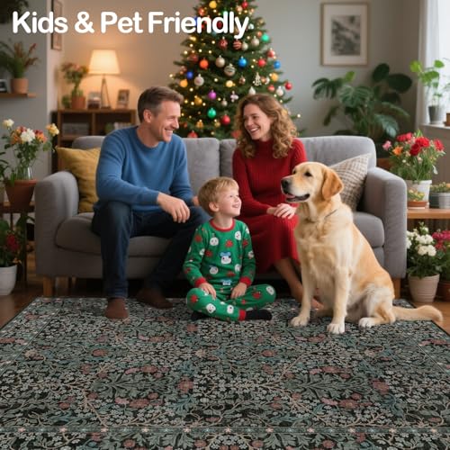 4x6 Area Rug for Bedroom Beside Rug, Laundry Room, Entryway, Kitchen, Washable Non-Slip Low Pile Ultra Soft Stain Resistant Carpet (Dark Green) - color: Dark Green, size: 4' x 6' (Rectangular)