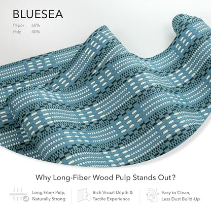 Deluxe Vertical Blinds Blue 45.8"-86" x 96", Bluesea | Deluxe Blue Vertical Panels for Sliding Doors and Room Dividers with Adjustable Track and Trim-to-Fit Design - color: Bluesea
