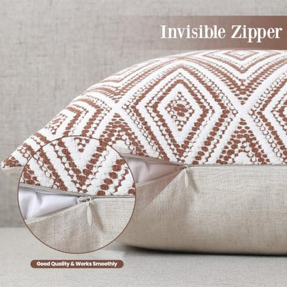 HPUK Throw Pillow Covers 18x18, Set of 4, Golden Brown Couch Pillow Covers | Polyester fabric, patterned and solid designs, hidden zippers, machine washable, for sofas and beds, inserts not included - color: Golden Brown, size: 18" x 18" (Pack of 4)