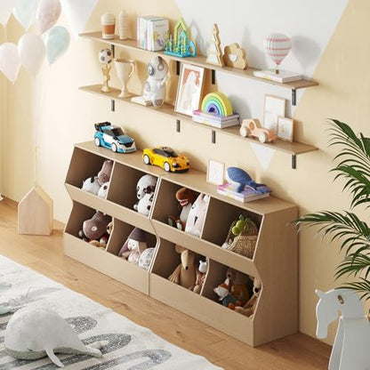 Long Wall Shelves, 31.5Inch Wooden Wall Mounted Shelves, Set of 2 | Floating Book Shelf with Metal Bracket, Easy Assembly, Max Load 22lbs, Wall Storage Ledges, Bedroom/Bathroom/Kitchen, Natural - color: Natural, size: 31.5 Inch