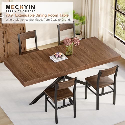 Extendable Dining Room Table for 4 6 8,55"-70" Kitchen Table Leaf,Walnut | Expandable Rectangle Dining Table,Wood Dining Table w/ Hidden Leaf & Storage, Space Saving, Kitchen Dining Living Room,Modern - color: Removable Leaf 55"-71" Walnut