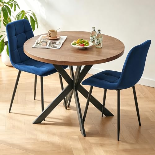 Homedot Dining Chairs Set of 2, Modern Kitchen Chairs Upholstered Velvet Guest Reception Side Chairs Tufted with Metal Legs for Bedroom Living Room Vanity, Navy Blue - color: Navy Blue, size: 2*Chair