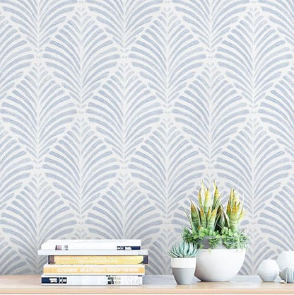 Safiyya Peel and Stick Wallpaper Boho Contact Paper Blue Geometric Modern Wall Paper Textured Self Adhesive Removable Wallpaper for Bedroom Bathroom Apartment Living Room Vinyl Rolls 17.3"x78.7" - color: Blue and White, size: 17.3" x 78.7"