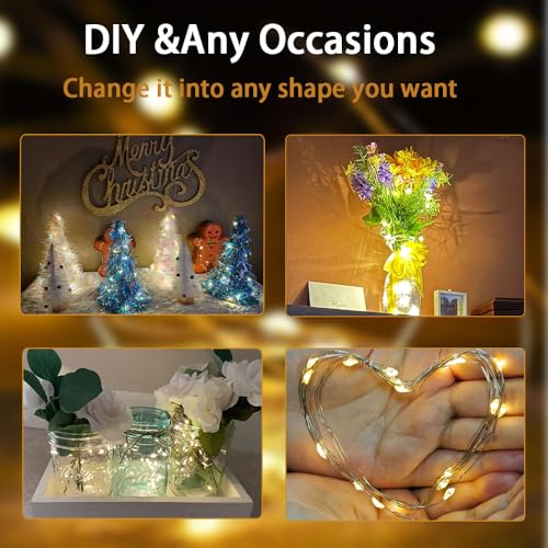 6 Pack Fairy String Lights with Timer, 2AA Battery Operated, IP65 Waterproof, 20 Warm White LED Copper Wire for Indoor Outdoor Decor - size: 6PACK-2AA Battery -6.56FT/20LED-Warm white