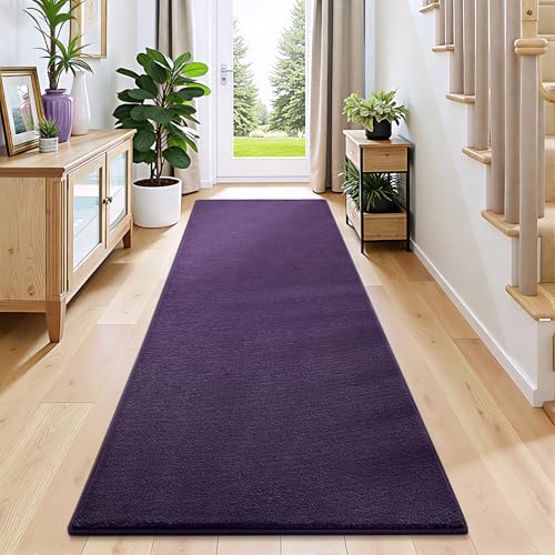 Vasofe 2x6 Runner Rugs for Bedroom Bedside, Purple Hallway Runner Rug | Memory Foam Low-Pile Carpet Runner Rug for Entryway, Living Room, Kitchen, Laundry Room, Throw Carpet for Dorm Room - color: Purple, size: 2' x 6' (Rectangular)