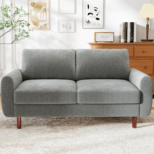 Ihanherry 68" Loveseat Sofa, Small Couch for Small Spaces, Comfy Chenille Sofa with Spring Cushion and Wood Frame, Mid Century Modern Couch, Deep Seat Couch for Living Room Bedroom Office, Grey - color: Grey