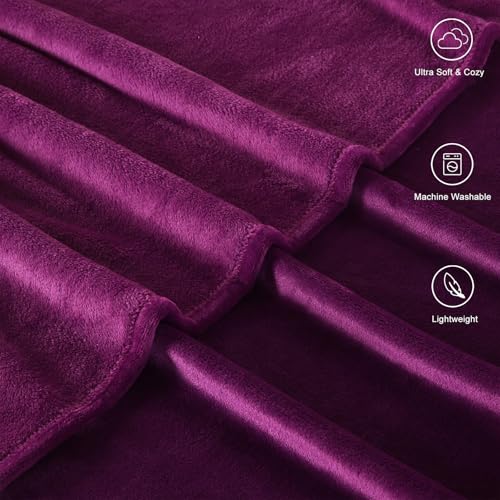 TASTHROW Purple Throw Blanket 50x60 Inches | Soft PlushCozy Fleece Flannel Throw Blanket, Lightweight Warm Throws for Bed, Couch, Bedroom and Living Room, All Seasons - color: Purple, size: 50"x60"
