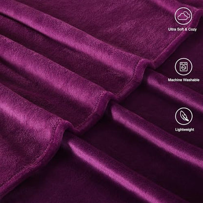 TASTHROW Purple Throw Blanket 50x60 Inches | Soft PlushCozy Fleece Flannel Throw Blanket, Lightweight Warm Throws for Bed, Couch, Bedroom and Living Room, All Seasons - color: Purple, size: 50"x60"