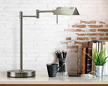 O'Bright LED Pharmacy Table Lamp, Full Range Dimming, 12W LED, 360 Degree Swing Arms, Desk, Reading, Craft, Work Lamp, ETL Tested, Brushed Nickel - color: Brushed Nickel