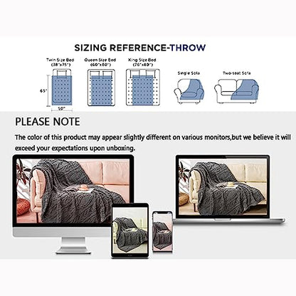 YUSOKI Sherpa Fleece Large Throw Blanket, Grey, 50"x65" | 3D Stylish Design,320GSM, Non-Shedding, Lightweight for All Season Use, stays fluffy after repeated washes, Perfect Gifts - color: Grey-(without Pillows), size: Throw (50" x 65")