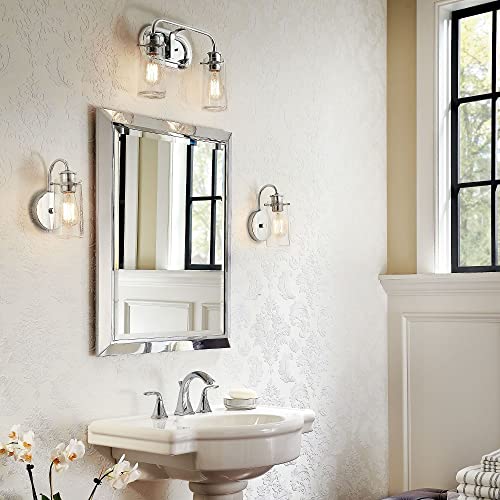 Kichler Braelyn 9.5" Wall Sconce in Chrome, 1-Light Industrial Wall Mount with Clear Seeded Glass, (9.5" H x 5" W), 45457CH - color: Chrome, size: 1-Light