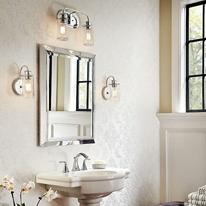 Kichler Braelyn 9.5" Wall Sconce in Chrome, 1-Light Industrial Wall Mount with Clear Seeded Glass, (9.5" H x 5" W), 45457CH - color: Chrome, size: 1-Light