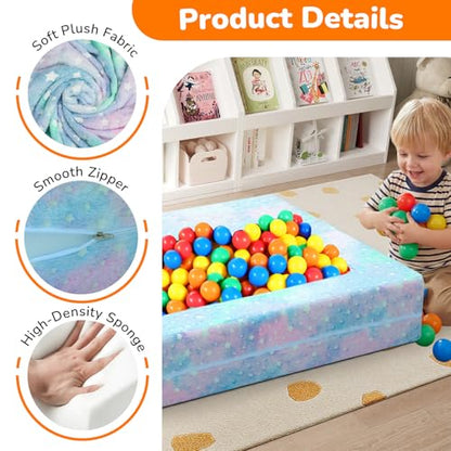 MeMoreCool Glow in Dark Star Kids Couch, Modular Fold Out Loveseat | Glow in dark star kids couch, colorful modular loveseat for bedroom playroom furniture - color: Colourful Star