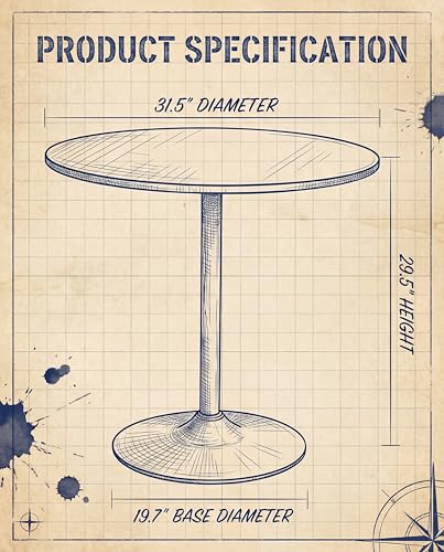 LeTinn 31.5" Round Dining Table for 4, Mid-Century Modern Pedestal Base Kitchen Table for Small Space – Compact Design for Breakfast Nook, Apartment, Dorm, Easy Assembly, Black