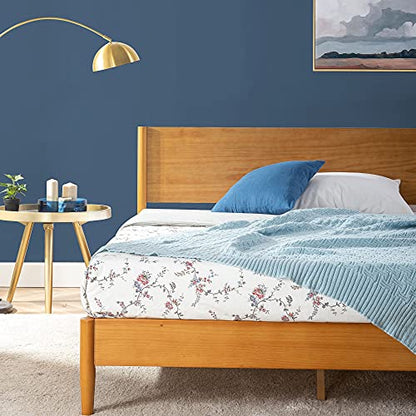 Zinus Allen Mid Century Wood Platform Bed Frame, King - color: Natural, size: King